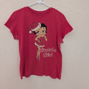 Betty Boop Santa's Girl Short Sleeved Red T Shirt Size XXL